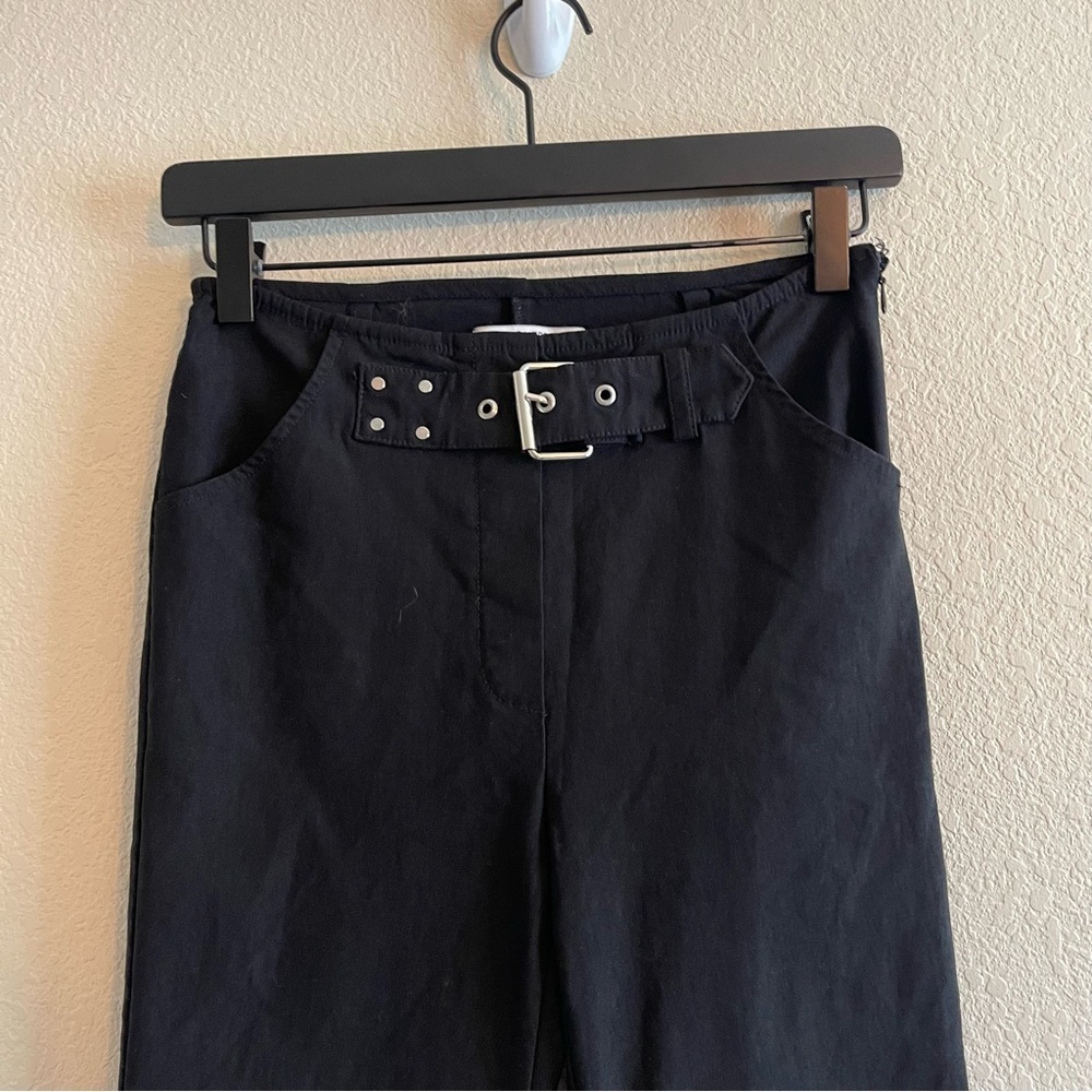 Urban Outfitters Black Flare Stretch Pants Partial Belt High Rise Womens Size 0 - Picture 3 of 10